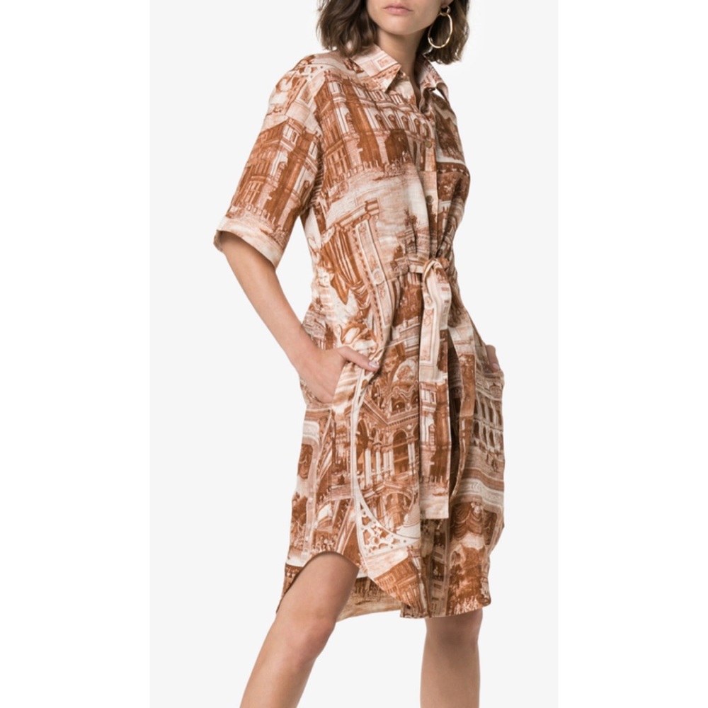 Acne Studio Linen Print Buttoned Shirt Dress M - Picture 10 of 16